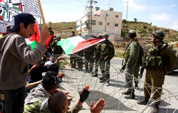 Weekly demonstration against the apartheid wall, Um- Solomona, Palestine, 4.4.08.
